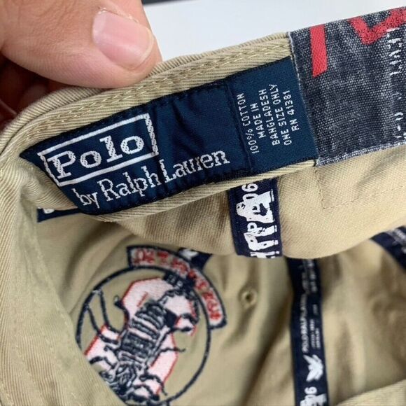 Vintage Polo Ralph Lauren USS 2nd Fly Squadron Scorpion Leather Strapback  Hat‎ - Picture 6 of 6